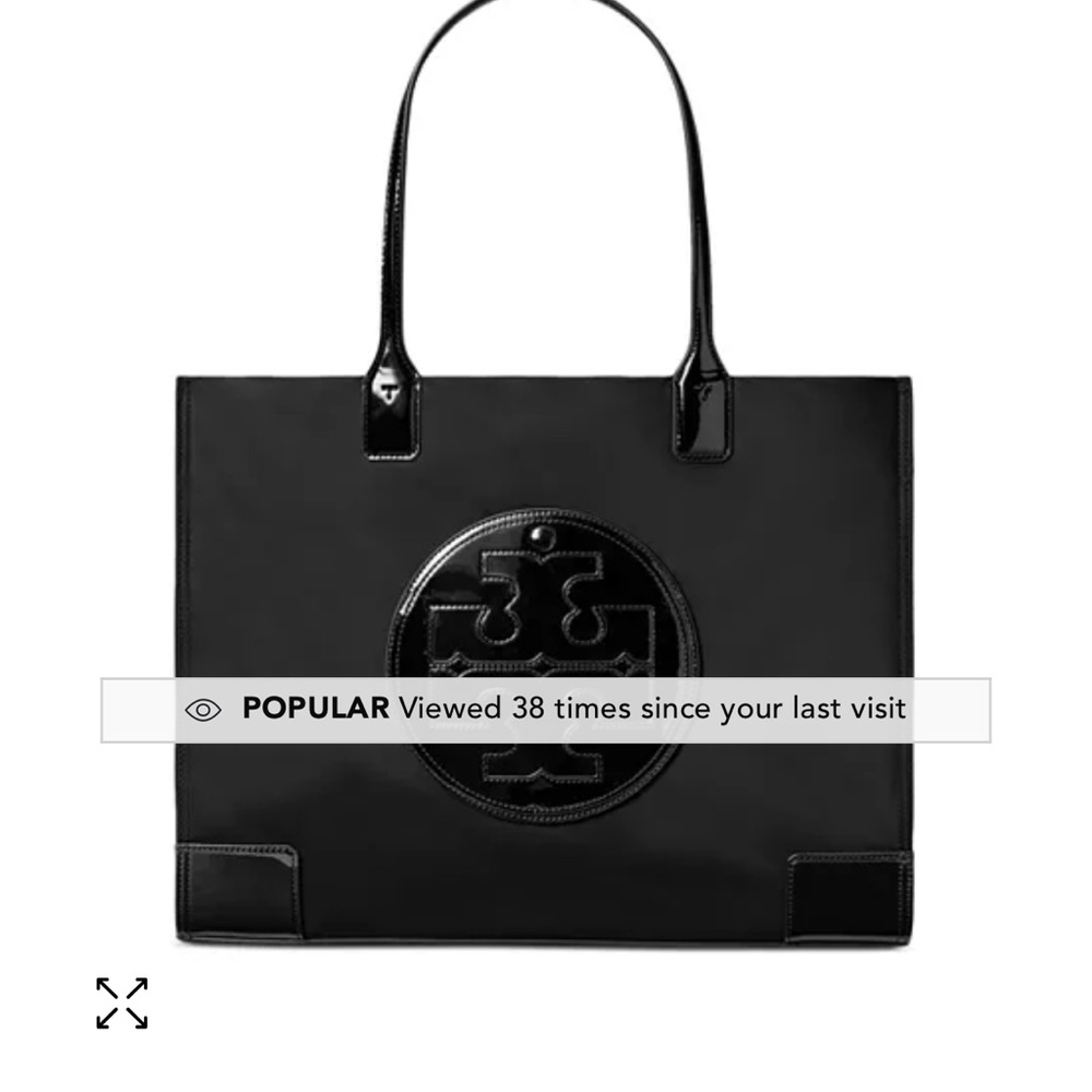 Tory Burch Black Leather Tote with Logo Medallion - Picture 7 of 7